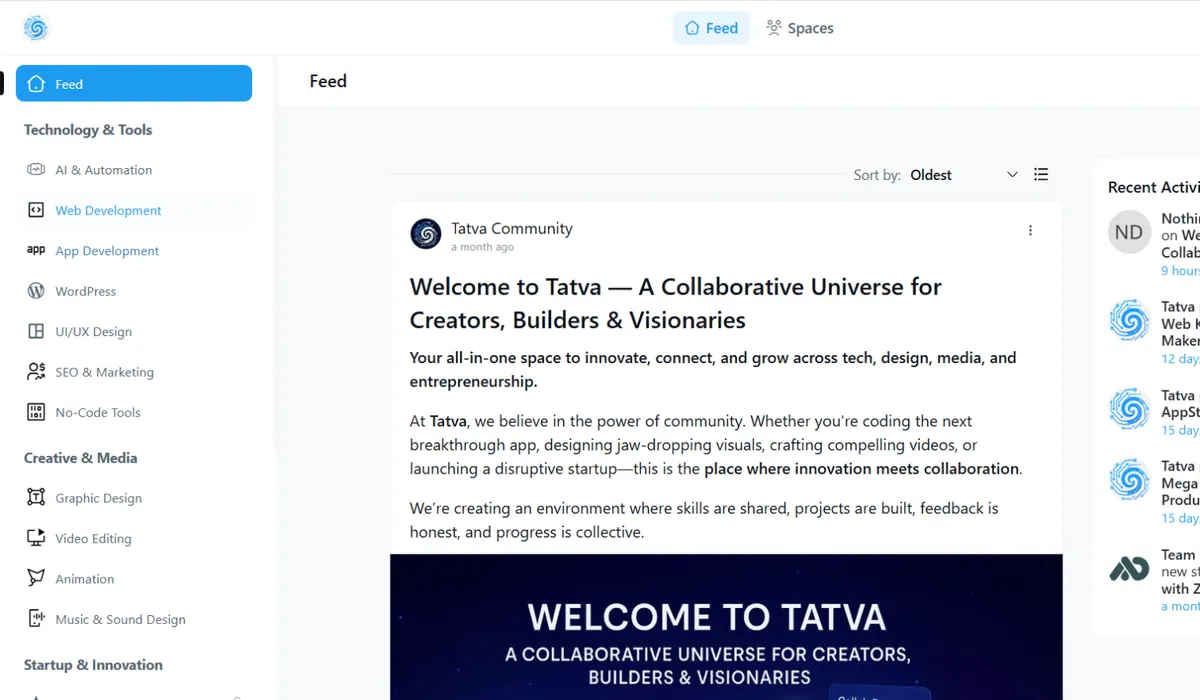 Custom community platform website interface