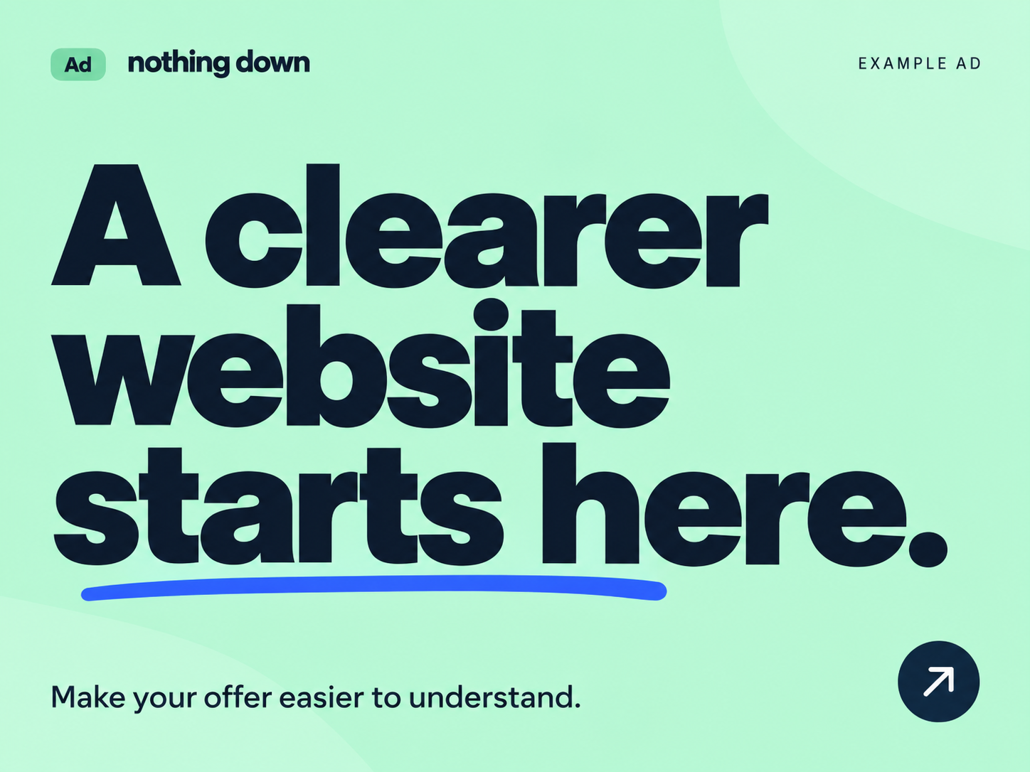 Example ad: A clearer website starts here.