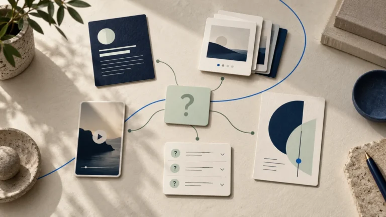 One customer question branching into five distinct social media content formats