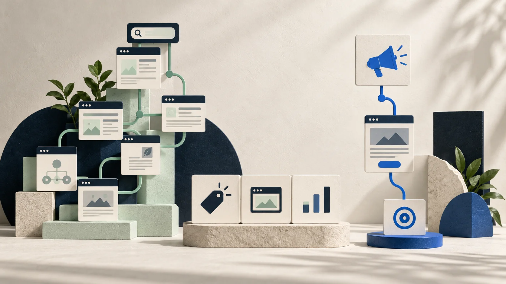 SEO and paid advertising paths connected to a clear offer, conversion-ready website and measurement foundation